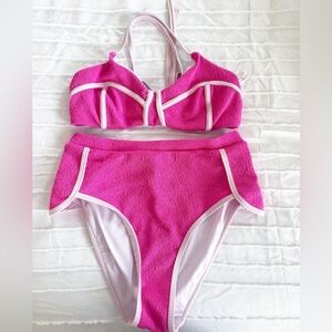 Cupshe Pink Crossback Bikini Top & Standard Bottoms Set Size Medium Retro